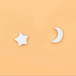 Western Boho Silver Sun & Moon Celestial Y2K Stud Earrings